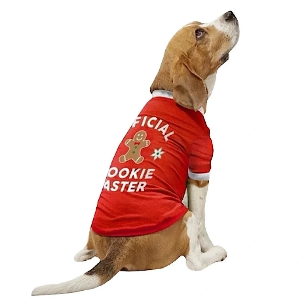 ❤️ 🆕 Vibrant Life Dogs Medium 20-50lb Holiday Pet Tee “Official Cookie Tester”